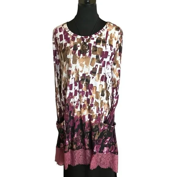 LOGO by Lori Goldstein Tunic with Pockets and Lace Trim Size XL - Picture 11 of 11